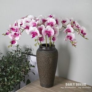 Fleurs décoratives 3D Real Touch 9 Têtes Artificielles Silicone Papillon Orchidées En Gros Feutre Latex De Mariage Phalaenopsis 10 pcs