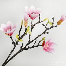 Dekorative Blumen, 3D-Real-Touch, hohe Simulation, Magnolien, künstliche Silikonblumen, Handgefühl/Filzqualität, Magnolien, Orchideen