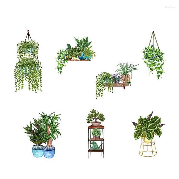 Fleurs décoratives 3D réaliste plante verte autocollant mural pliable créatif allée décalque jardin décor pour cuisine chambre porche