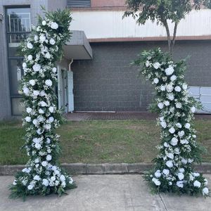 Decoratieve bloemen 3d bruiloft Buiten achtergrond Backdrop Bloemstand Lily Rose Hoorn Arch Decor rij bank bank tafels banket evenementen feestjes rekwisieten