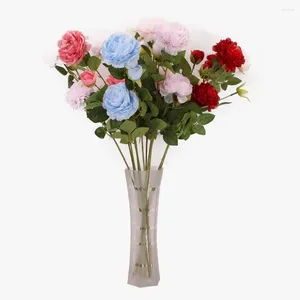 Decoratieve bloemen 3heads European Artificial Peony Branch Fleur Artificielle Spring Rose Flores For Home Wedding Diy Decoration Fake