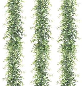 Decoratieve bloemen 3Pack 180 cm kunstmatige eucalyptus slinger faux groene wijnstokken voor bruiloft achtergrond arch diy decoratie home wal6021891