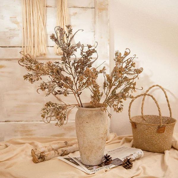 Fleurs décoratives 3pc Cypress séché artificiel Feuilles 82 cm Vintage Plant Brown Home El Party Party Garden Wedding Fake