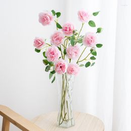 Fleurs décoratives 3pcArtificial Pivoine Bouquet Blanc Rose Rouge Fournitures De Fête De Mariage 3 Têtes Simulé Soie Faux Décor À La Maison