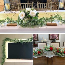 Fleurs Décoratives 3pcs 180cm Plantes Artificielles Eucalyptus Rotin Pour Couronnes DIY Décor De Mariage Arc Mur Toile De Fond Vert Suspendu Vigne Faux