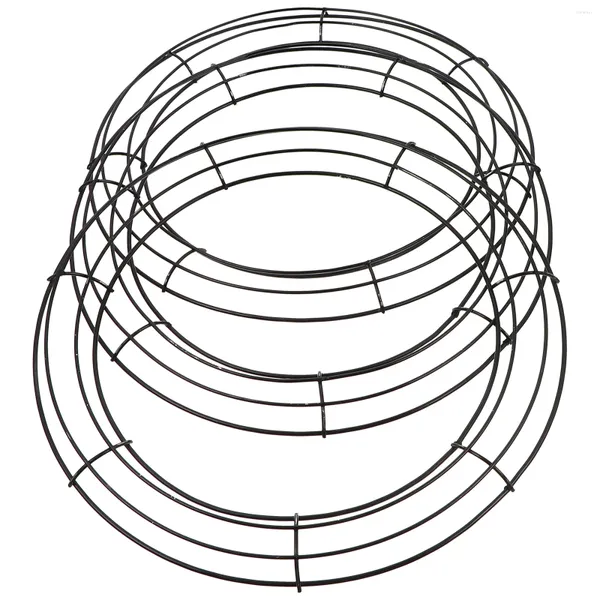 Fleurs décoratives 3pcs 30 cm Cadre de couronne de boucle ronde de fleurs rond cercles de volet de macrame de bricolage