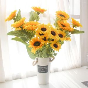 Decoratieve bloemen 3 stks 50 cm grote prachtige zonnebloemen boeket zijden bloem hoge kwaliteit kunstmatige huizen tuin feest bruiloft decoratie diy