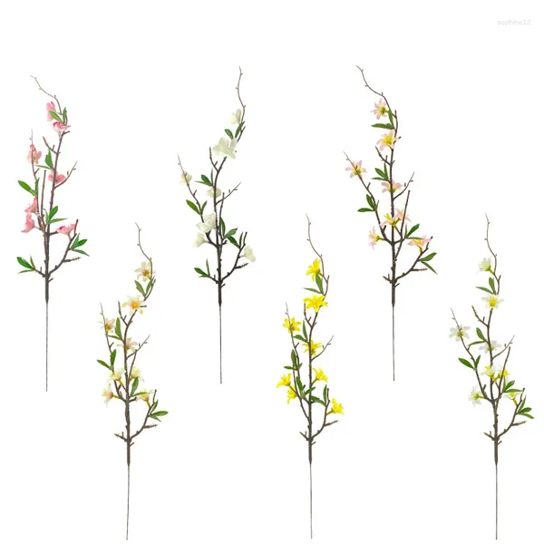 Fleurs décoratives 3pcs 55 cm Orchidées artificielles Décoration de mariage simple Décoration de la plante verte Accessoires d'arrangement de fleurs
