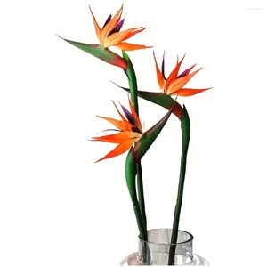 Fleurs décoratives 3pcs Bird artificiel de paradis Rubber Strelitzia 24,5 '' Fleur de tige longue adaptée à DIY Home Party Theme Decor