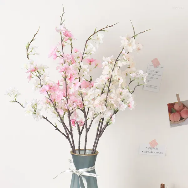 Fleurs décoratives 3pcs Bloser de cerise artificielle rose blanc arbre de soie fleur printemps bonsai arc arc accessoires de mariage décoration à la maison