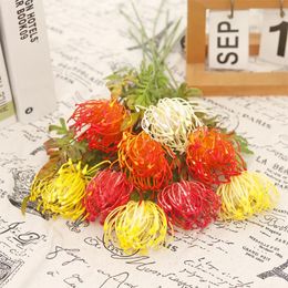 Fleurs décoratives 3 pièces fleur artificielle chrysanthème en plastique faux pissenlit floral bouquet de mariée tige jardin maison décor de mariage bricolage