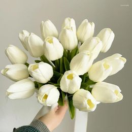 Fleurs décoratives 3pcs fleur artificielle bouquet de tulipes de mariage 34cm de haute qualité faux pour l'arrangement de décoration de fête de jardin à la maison