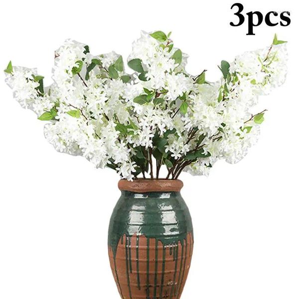 Fleurs décoratives 3pcs Fleur artificielle Fleur réaliste fleur de cerise Fake Plant Branch Decor Tree pour la fête Mariage à la maison