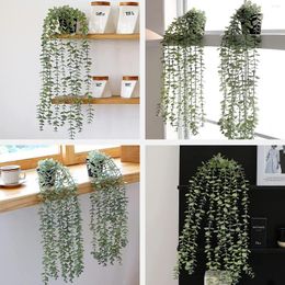 Fleurs décoratives 3 pièces plantes d'eucalyptus artificielles suspendues fausse plante verdure en pot pour décor mural de mariage à la maison
