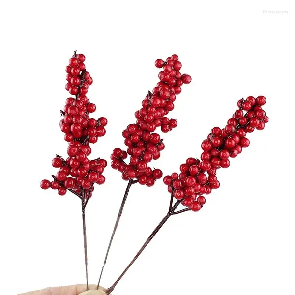 Fleurs décoratives 3pcs Branches haw artificielles baies rouges pour décoration d'arbre de Noël Festival de décoration de bureau de bureau