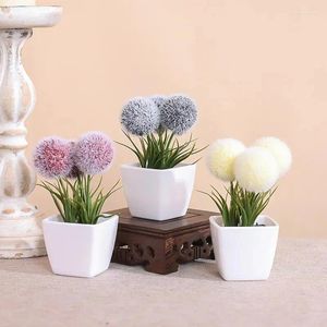 Flores decorativas 3pcs planta artificial bola peluda bonsai decorada para casas de restaurantes de restaurantes tiendas de mesa y mostradores