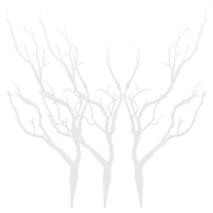 Fleurs décoratives 3 pièces Branches d'arbre artificielles réalistes les vraies plantes branche en forme de cornes de bois pour la décoration (blanc)