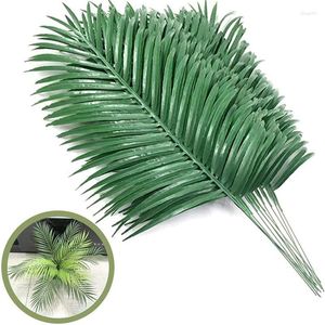 Fleurs décoratives 3 PCS Feuilles De Palmier Tropical Artificiel Plantes Herbe Bouquet Accessoires Hawaiian Jungle Beach Party Décoration De La Maison Table