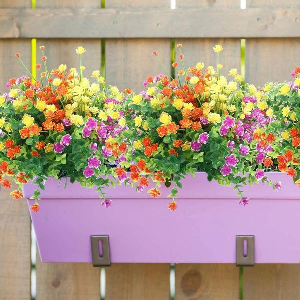 Fleurs décoratives 3 pièces, plantes à fleurs artificielles en plastique résistantes aux UV, fausses plantes pour Vase extérieur, Pots de jardinière suspendus, décoration de jardin