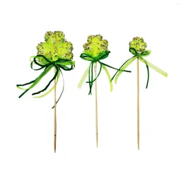 Flores decorativas 3 piezas de esquejes de flores falsas Verde para decorar árboles decoración del hogar festival de madera suministros de oficina artificial