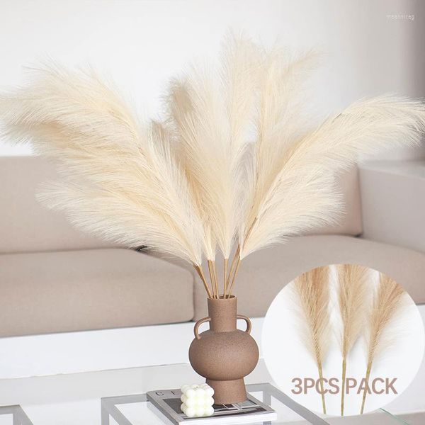 Decoratieve bloemen 3 stks Nep Gedroogd Pampas Gras Tall Kunstmatige Boho Decor Voor Vloer Vaas Bruiloft Woonkamer Party Woondecoratie