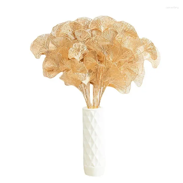 Flores decorativas 3 uds. Rama de hoja de Ginkgo falsa, hojas artificiales, decoración navideña para el hogar, arco de boda, arreglos florales, manualidades