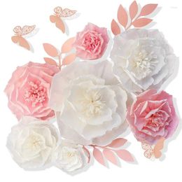 Fleurs décoratives 3 pièces papier crépon géant 3D grande rose pour les décors de mariage décorations artisanat bébé pépinière fournitures de fête d'anniversaire
