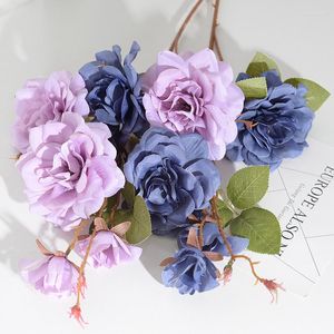 Fleurs décoratives 3pcs Laifei Rose Fake Simulation Thé Fleur Snow Plum Silk Wedding Hall Home Decor