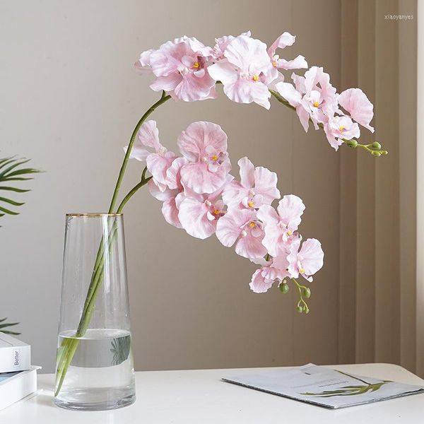 Fleurs décoratives 3 pièces/lot décoration de fête à la maison de haute qualité 9 têtes orchidée Arrangement artificiel ornements accessoires de photographie
