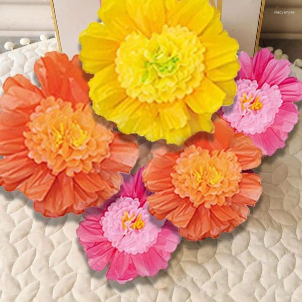 Flores decorativas 3pcs flor de papel grande cabeza artificial falso para bodas