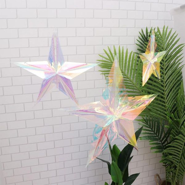 Flores decorativas 3 piezas de papel estrella linterna sombra techo colgante brillo colgante Navidad luz brillante decoración para vacaciones Navidad