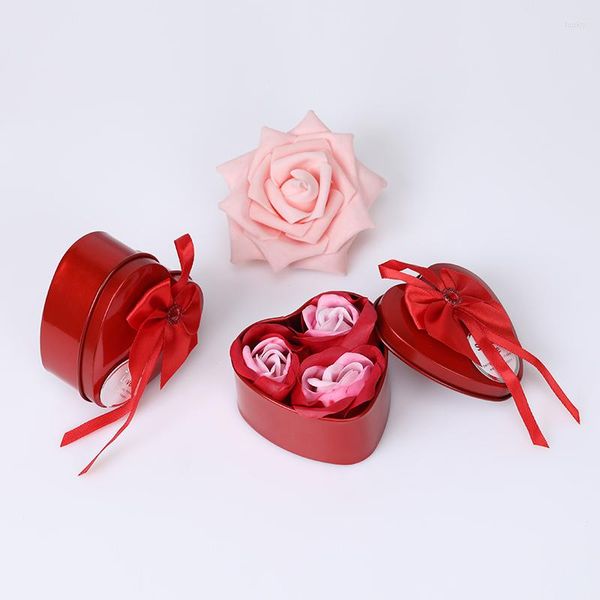 Flores decorativas, 3 uds., jabón para el cuerpo de baño de pétalos de rosas perfumadas, regalo de fiesta de boda, papel rojo, rosa, azul, púrpura, falso Artificial de lujo