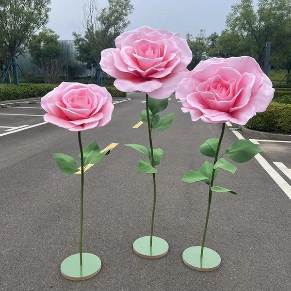 Flores decorativas 3 piezas Set Decoración Mariage Gigante Rosa Espuma Flor Boda Guía de caminos Grandes Eventos de fiesta de cumpleaños Ventana del hogar Hermosa