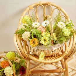 Fleurs décoratives 3 pièces, petite fleur d'imitation Gerbera Fulang chrysanthème, fausse marguerite douce persane fraîche pour mariage et maison