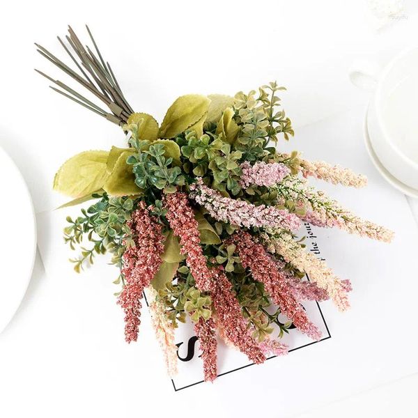 Fleurs décoratives 3pcs Spike Artificiel Lavender Home Wedding Decoration Decoration Bouquet Bride tenant de faux accessoires