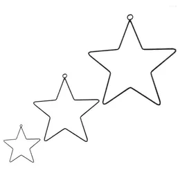 Cadre de couronne d'étoiles de fleurs décoratives, 3 pièces, fil métallique, macramé, anneau en forme de pentagramme, cerceaux artisanaux floraux pour 2023