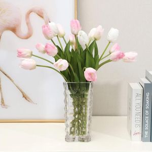 Flores decorativas 3 UNIDS Tulipán Artificial Toque Real Ramo Decoración Falsa Para Suministros de Boda Decoración para el Hogar San Valentín