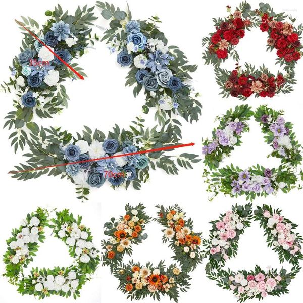 Fleurs décoratives 3pcs Arc de mariage avec fil Fake Rose Flower Row suspendu la décoration de maison artificielle 3D FAUX BETTE-TROP