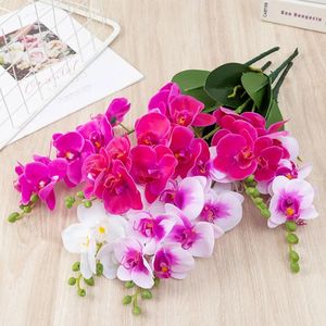 Decoratieve bloemen 3Pieces voegen een vleugje elegantie toe aan de leefruimte met deze gesimuleerde phalaenopsis orchideeën quad rose rood