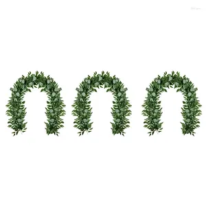 Decoratieve bloemen -3X kunstmatige eucalyptus en wilgenwijnstokken Faux Garland Ivy voor bruiloft achtergrond Arch Wall Decor Table Runner Vine