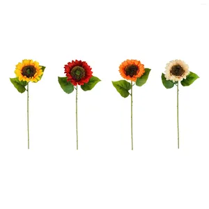 Fleurs décoratives 3x tournesols artificiels Bouquet Fake Yellow Table Centroces Wildflowers for Spring Decor Parties Office