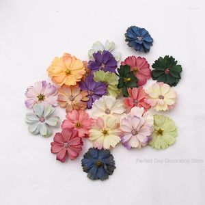 Fleurs décoratives 4,5 cm DIY Artificiel Silk Flower Head Home Decoration Mur Wall Corsage Headwear accessoires
