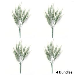 Decoratieve bloemen 4 Bundels Plastic kunstmatige lavendel po rops indoor outdoor home decor paarse boeket romantische Valentijnsdag