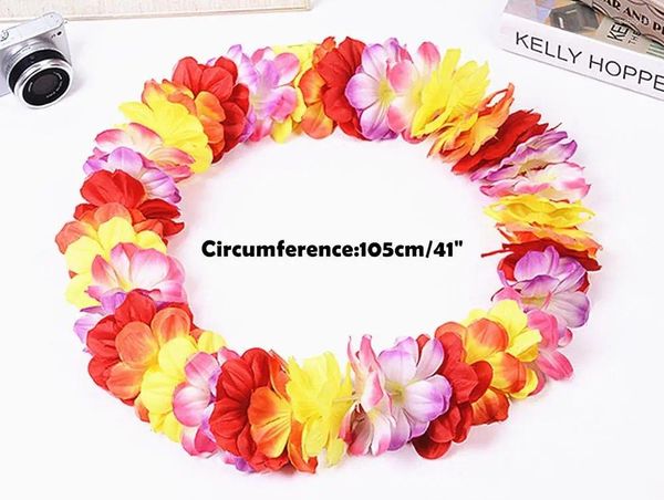 Fleurs décoratives 4 couleurs Hawaiian Hula Leis Dance Garland Garland Artificial Neck Bloop pour Luau Party Costumes