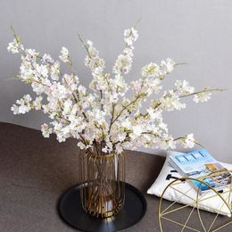 Decoratieve bloemen 4 vorks simulatie kersen niet-fading realistische po props faux sakura tak el benodigdheden