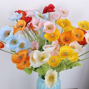 Decoratieve bloemen 4 hoofden kunstmatige boeket simulatie papavers nep zijden bloem voor huis bruiloft feest slaapkamer kantoor decoratie fles