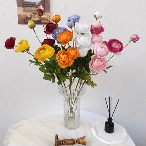 Flores decorativas 4 cabezas Hermosa seda Artificial Té Ciruela Boda Decoración de mesa para el hogar Ramo largo Planta falsa Regalos para el día de San Valentín