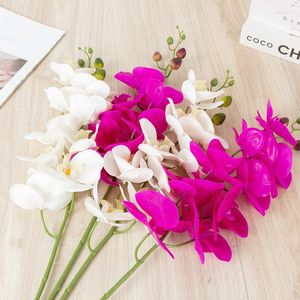 Fleurs décoratives 4 têtes en plastique papillon orchidée 3D Phalaenopsis Vases pour la décoration intérieure mariage plantes artificielles