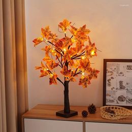 Flores decorativas de 4 pulgadas iluminadas Acción de Gracias Fall Maple Maple Tree 24 Decoraciones de batería LED