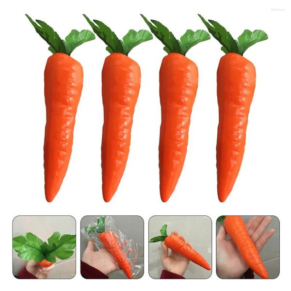 Fleurs décoratives 4 pièces carottes artificielles pour jouet de pâques Faux légumes ornements modèles artisanat Faux cadeau de fête